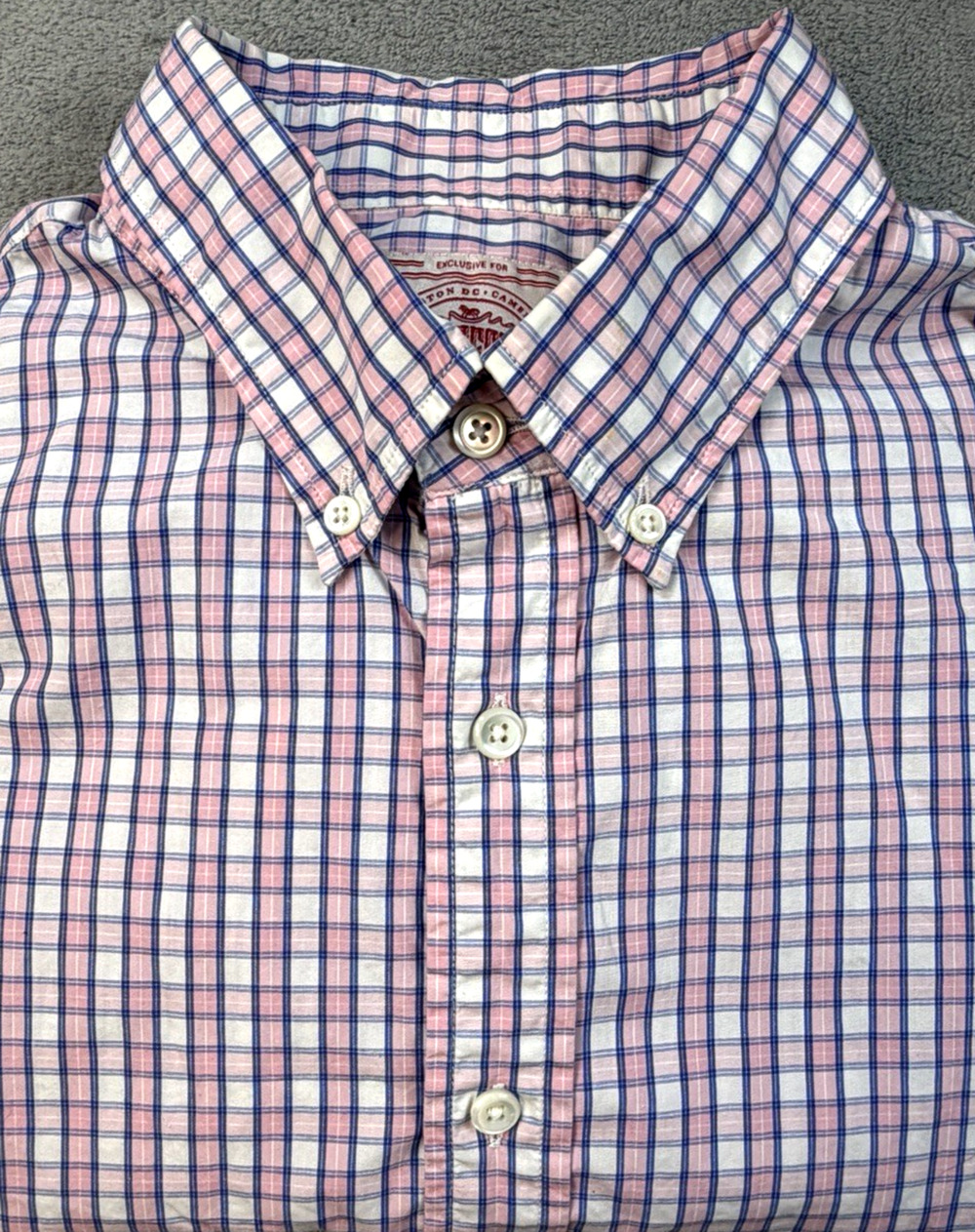 J. Press Shirt Men's M Blue Pink White Long Sleeve Button Down Cotton Checkplaid